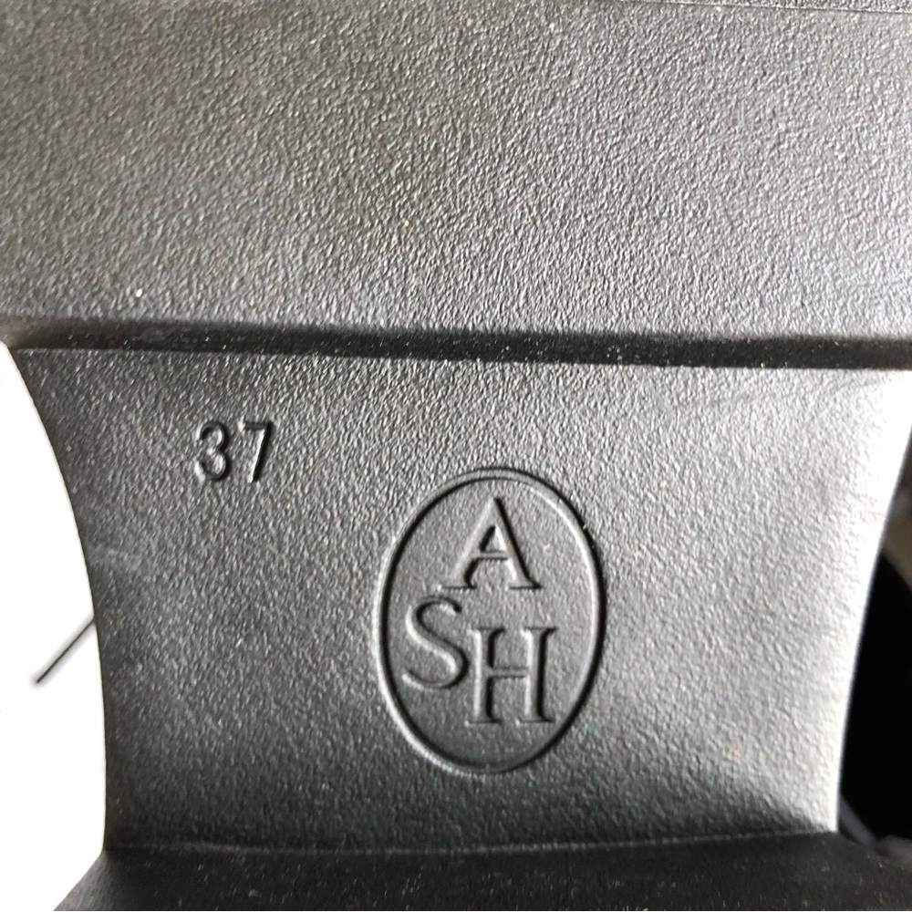 NWOT ASH Moody black leather lace up rear zipper chunky lug sole ankle boots 8 - Picture 8 of 15